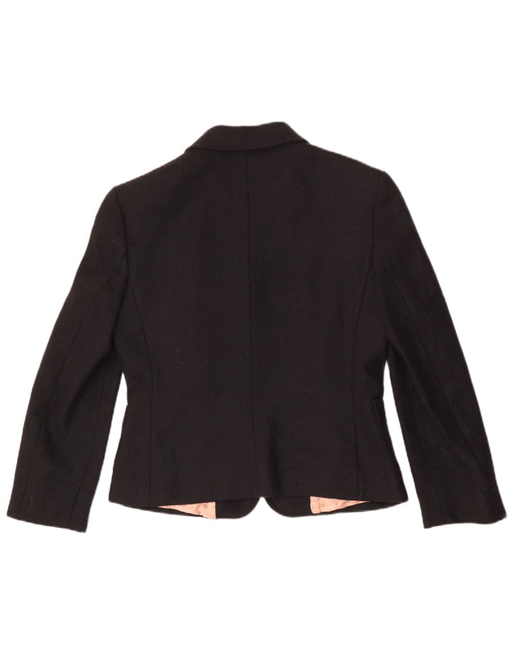 Sisley Womens 3 Button Blazer Jacket IT 46 Large Black Wool
