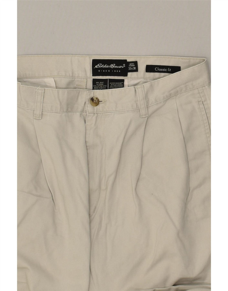 EDDIE BAUER Mens Classic Fit Pegged Chino Trousers W33 L30 Beige Cotton Vintage Eddie Bauer and Second-Hand Eddie Bauer from Messina Hembry 