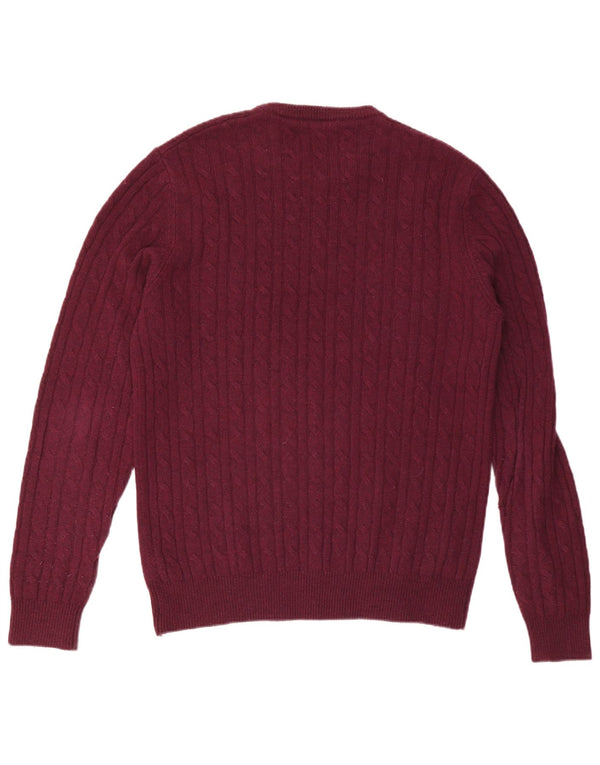 JACK WILLS Mens Crew Neck Jumper Sweater XL Burgundy Wool