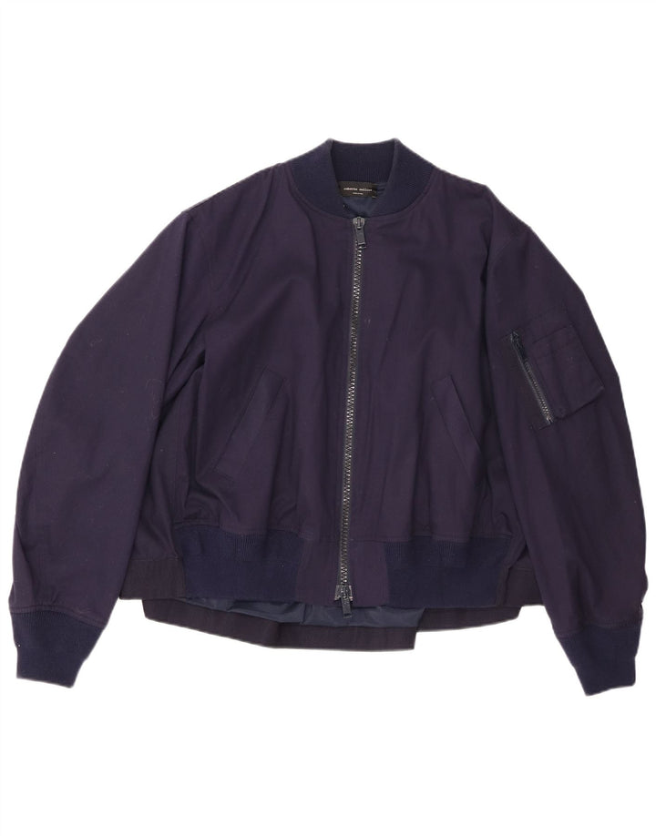 Roberto Collina Mens Bomber Jacket UK 36 Small Navy Blue Cotton