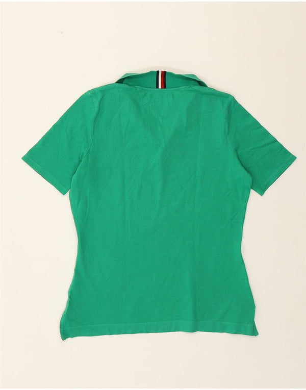 Tommy Hilfiger Womens Regular Fit Polo Shirt UK 8 Small Green Cotton