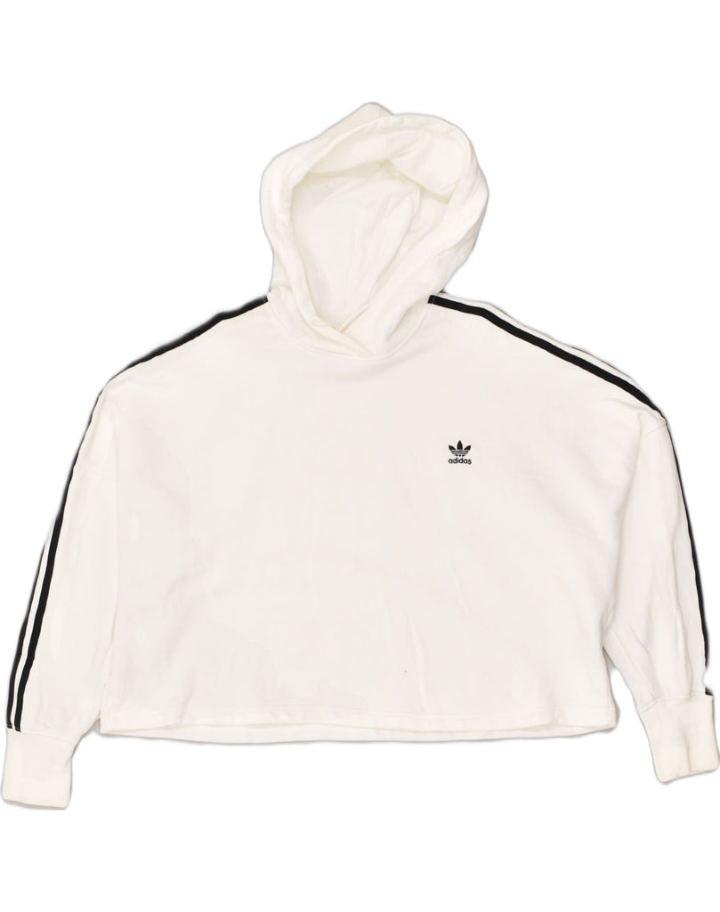 ADIDAS Womens Oversized Hoodie Jumper UK 18 XL White Cotton | Vintage Adidas | Thrift | Second-Hand Adidas | Used Clothing | Messina Hembry 