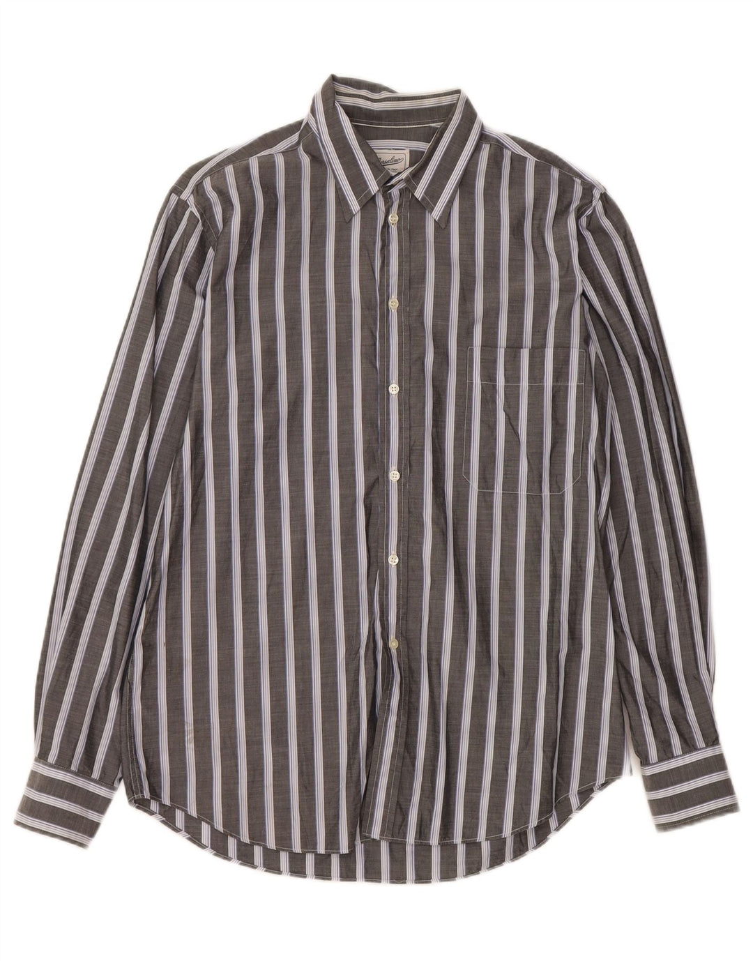 BORSALINO Mens Shirt Size 40 15 3/4 Medium Grey Striped Cotton Vintage Borsalino and Second-Hand Borsalino from Messina Hembry 