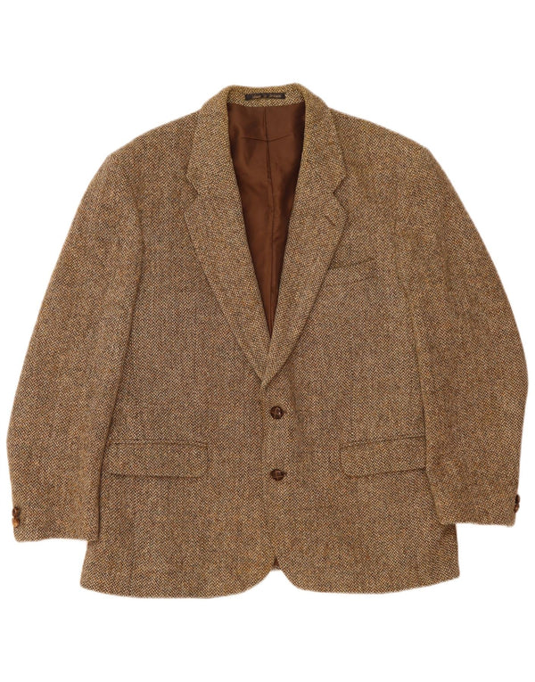 Harris Tweed Mens 2 Button Blazer Jacket UK 40 Large Brown Wool