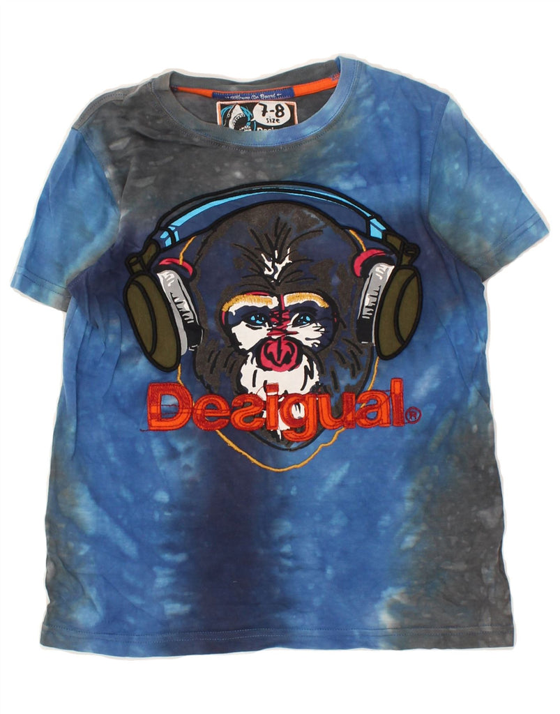 DESIGUAL Boys Graphic T-Shirt Top 7-8 Years Blue Tie Dye | Vintage Desigual | Thrift | Second-Hand Desigual | Used Clothing | Messina Hembry 