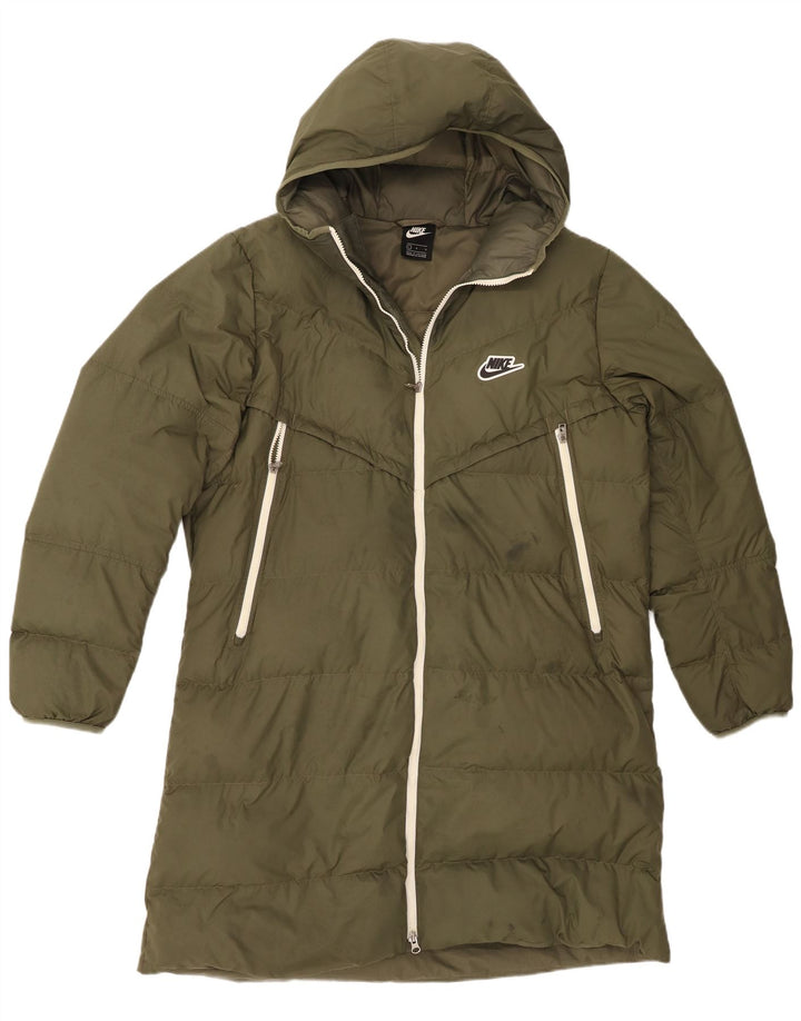 Nike Mens Hooded Padded Coat UK 40 Large Khaki Polyester