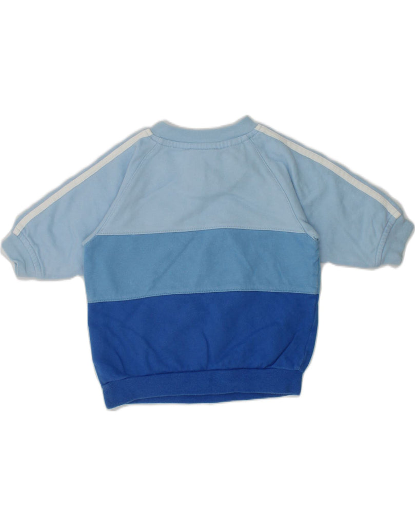 ADIDAS Baby Boys Button Neck Sweatshirt Jumper 0-3 Months Blue Colourblock | Vintage Adidas | Thrift | Second-Hand Adidas | Used Clothing | Messina Hembry 