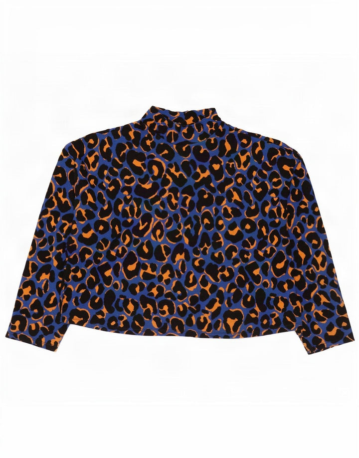 Zara Womens Oversized Top Long Sleeve UK 14 Medium Blue Animal Print Cotton