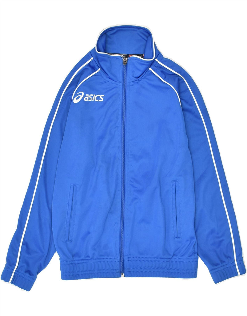 ASICS Boys Graphic Tracksuit Top Jacket 7-8 Years Blue Polyester | Vintage Asics | Thrift | Second-Hand Asics | Used Clothing | Messina Hembry 