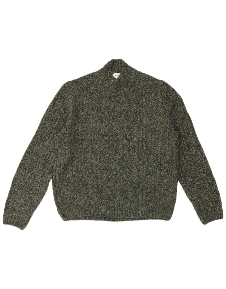 Marks & Spencer Mens Turtle Neck Jumper Sweater Large Khaki Acrylic
