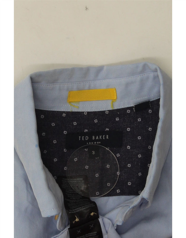 Ted Baker Mens Short Sleeve Shirt Size 3 Medium Blue Modal