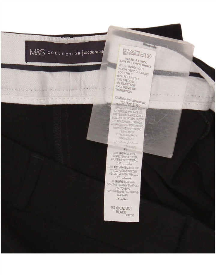 MARKS & SPENCER Womens Crop Suit Trousers UK 14 Medium W34 L26 Black