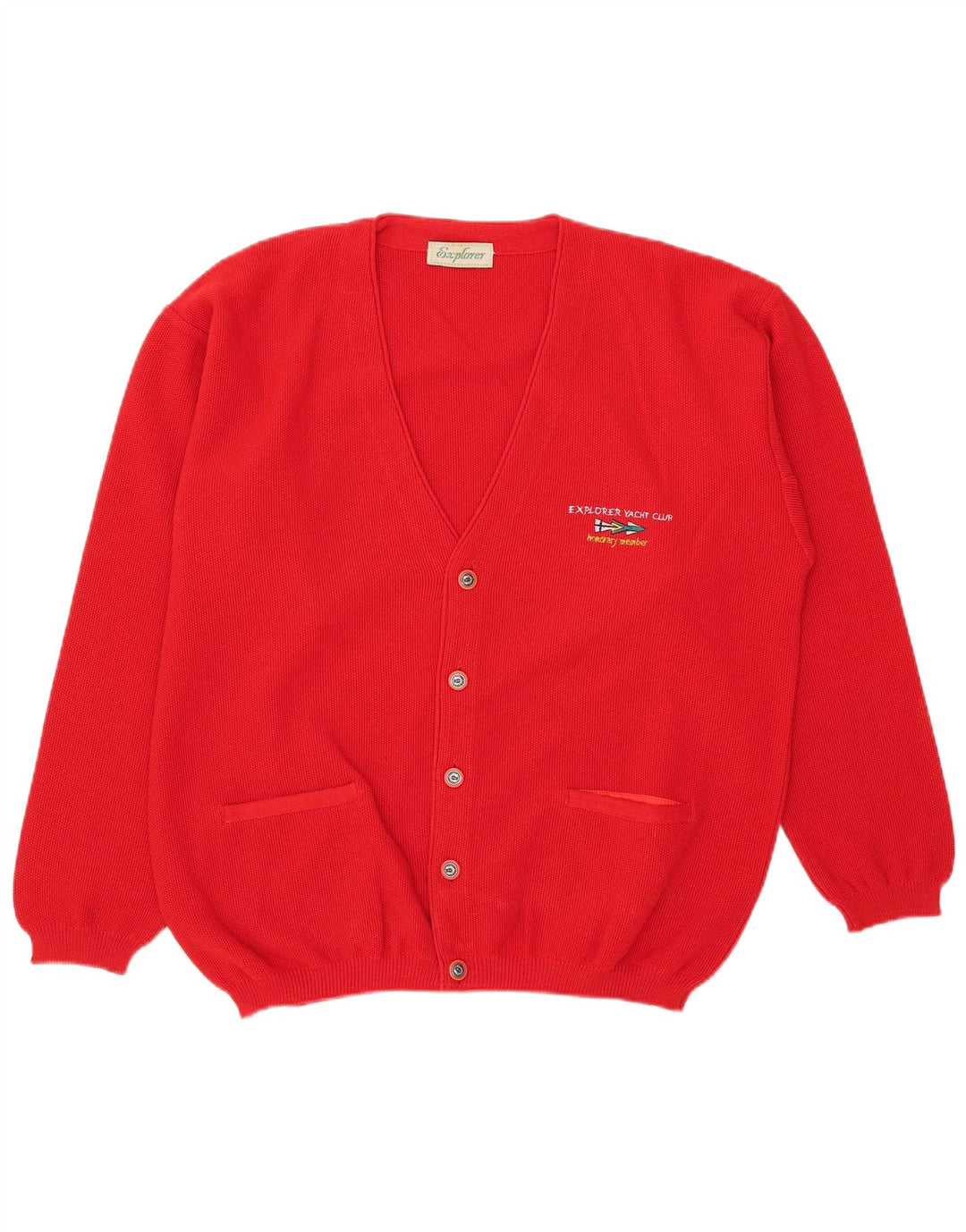 Explorer Mens Cardigan Sweater IT 54 XL Red Acrylic