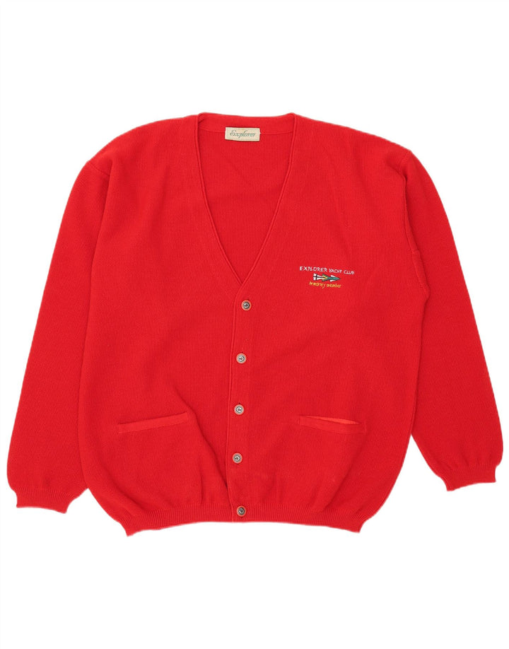Explorer Mens Cardigan Sweater IT 54 XL Red Acrylic