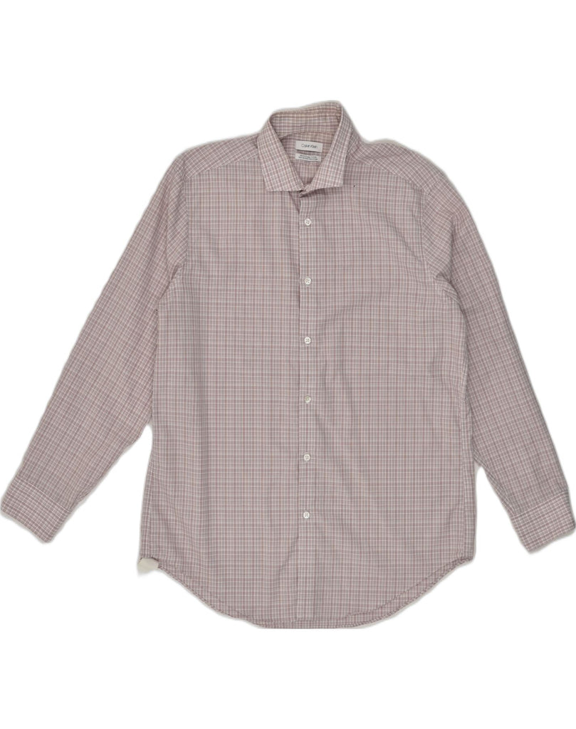 CALVIN KLEIN Mens Slim Fit Shirt Size 16 1/2 Large Pink Check Cotton | Vintage Calvin Klein | Thrift | Second-Hand Calvin Klein | Used Clothing | Messina Hembry 