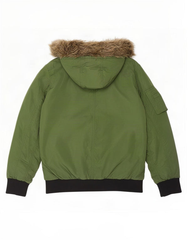 Jack & Jones Mens Hooded Padded Bomber Jacket UK 40 Large Green Polyester