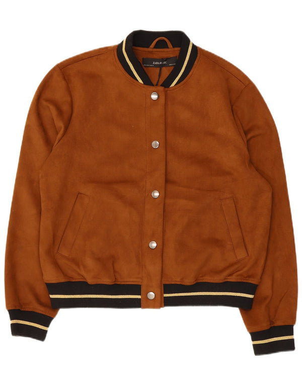 Zara Womens Bomber Jacket UK 14 Medium Brown Polyester
