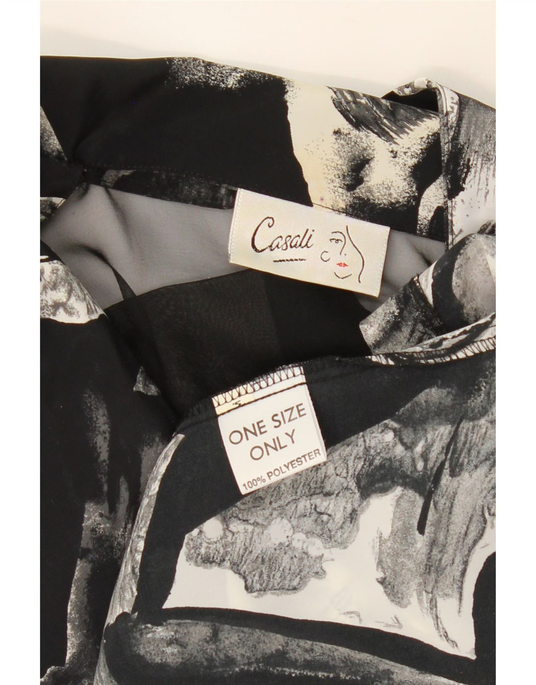 VINTAGE Womens Abstract Pattern 3/4 Sleeve Tunic Top One Size Black Vintage Vintage and Second-Hand Vintage from Messina Hembry 