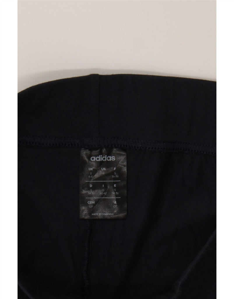 ADIDAS Womens Graphic Leggings UK 8/10 Small  Navy Blue Cotton Vintage Adidas and Second-Hand Adidas from Messina Hembry 