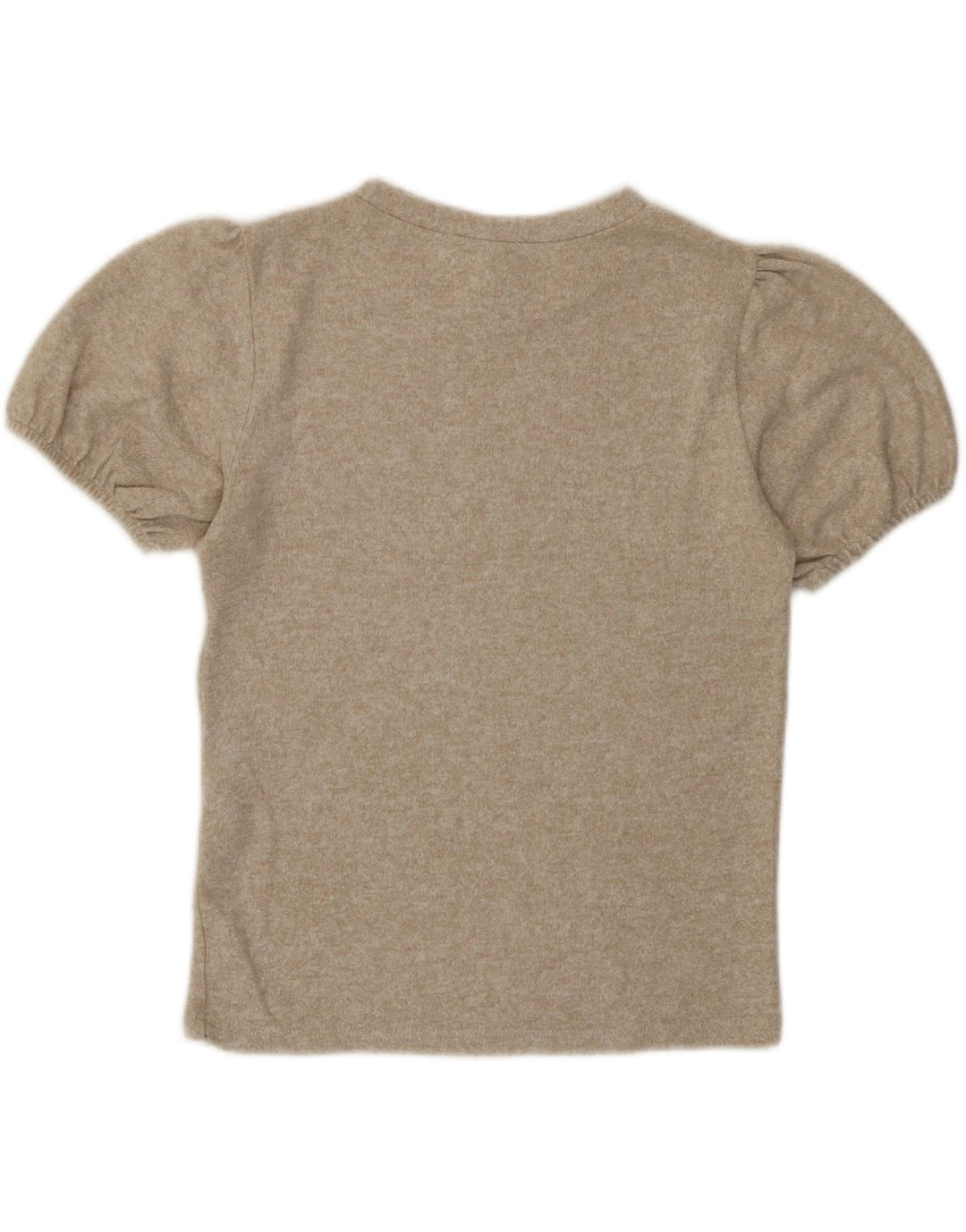 Zara Womens T-Shirt Top UK 12 Medium Beige Flecked Viscose