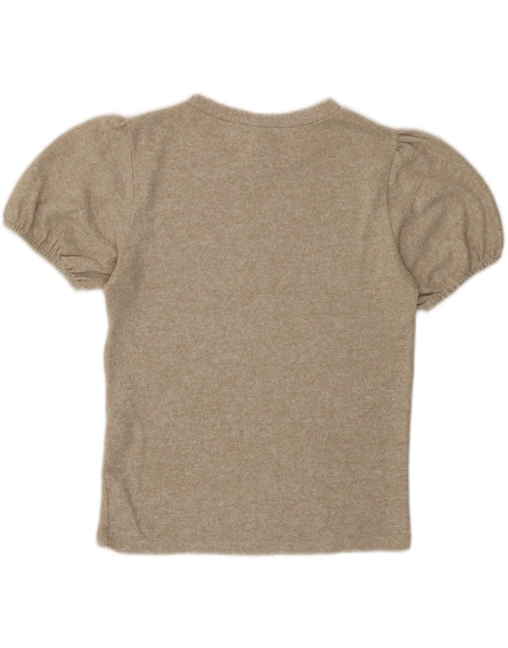 Zara Womens T-Shirt Top UK 12 Medium Beige Flecked Viscose