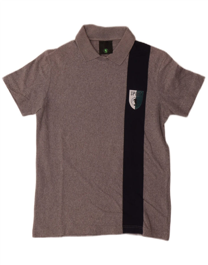 Bikkembergs Mens Polo Shirt Small Grey Colourblock Cotton