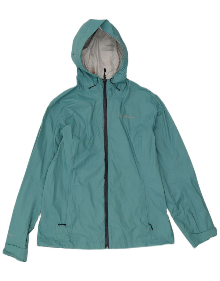 Eddie Bauer Womens Hooded Rain Jacket UK 14 Medium Blue Nylon