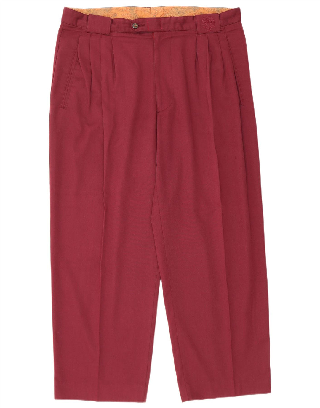 Vintage Mens Pegged Suit Trousers IT 54 2XL W36 L29 Burgundy Polyester