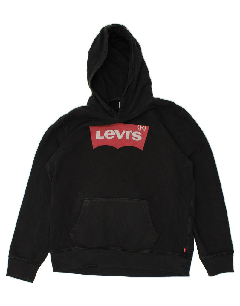 LEVI'S Mens Graphic Hoodie Jumper Large Black Cotton Vintage Levi's and Second-Hand Levi's from Messina Hembry 