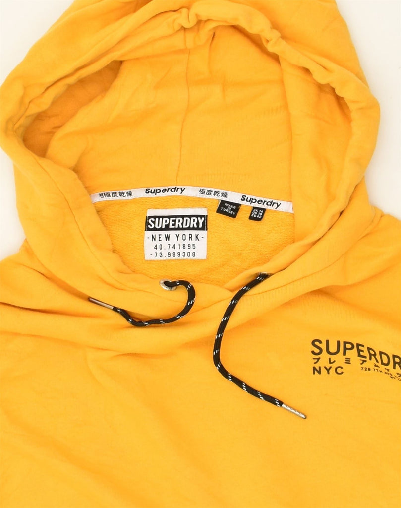 SUPERDRY Womens Graphic Hoodie Jumper UK 14 Large  Yellow Cotton | Vintage Superdry | Thrift | Second-Hand Superdry | Used Clothing | Messina Hembry 