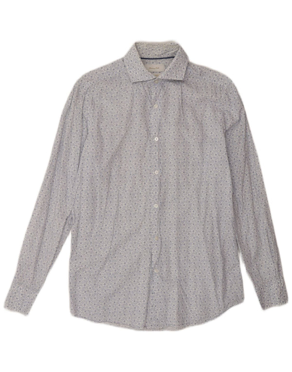 Massimo Dutti Mens Shirt Small White Floral Cotton