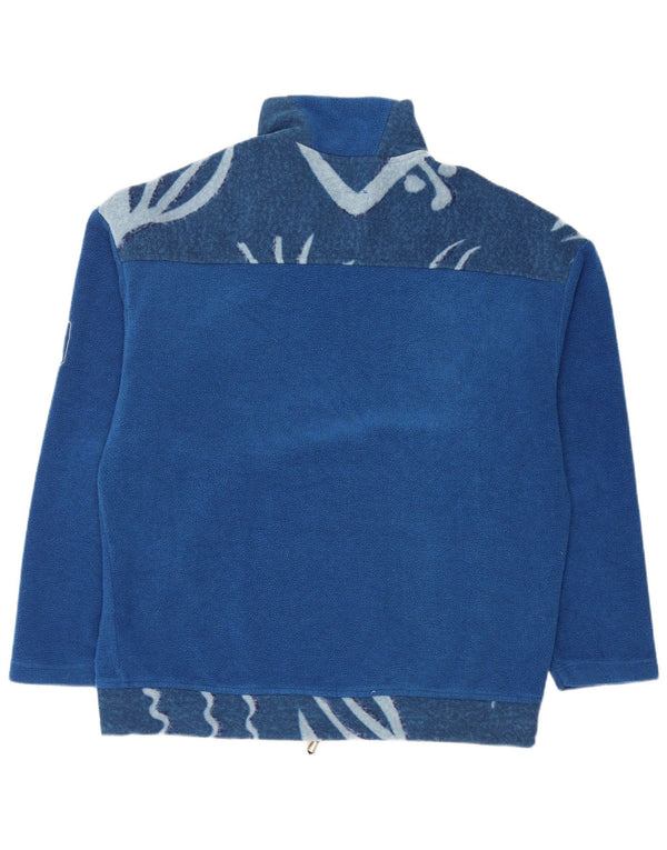 Dubin Mens Zip Neck Fleece Jumper IT 52 Large Blue Geometric Polyester