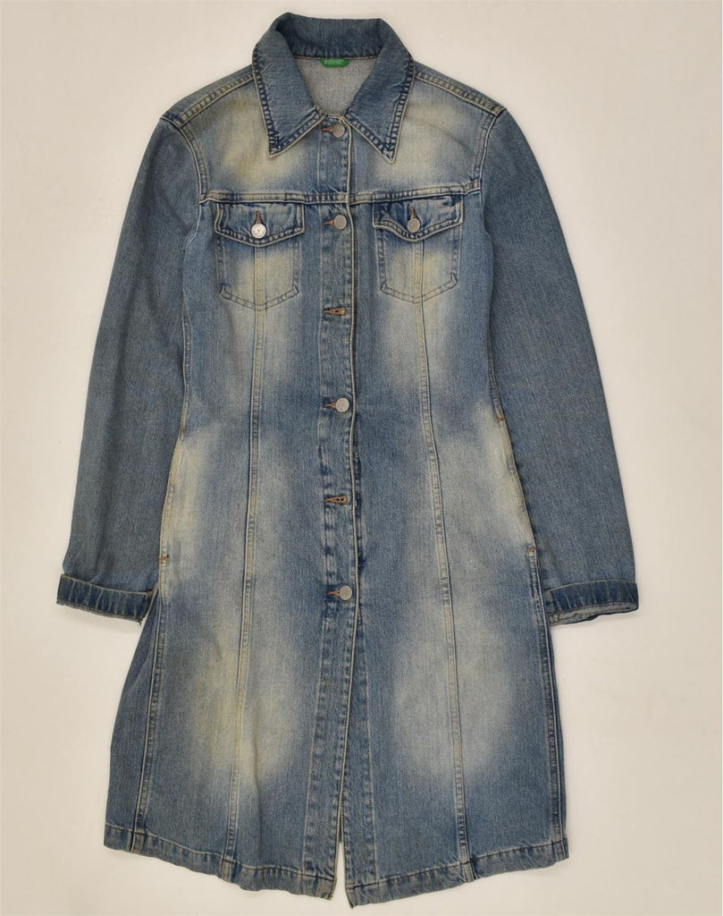 BENETTON Womens Denim Coat UK 12 Medium Blue | Vintage Benetton | Thrift | Second-Hand Benetton | Used Clothing | Messina Hembry 