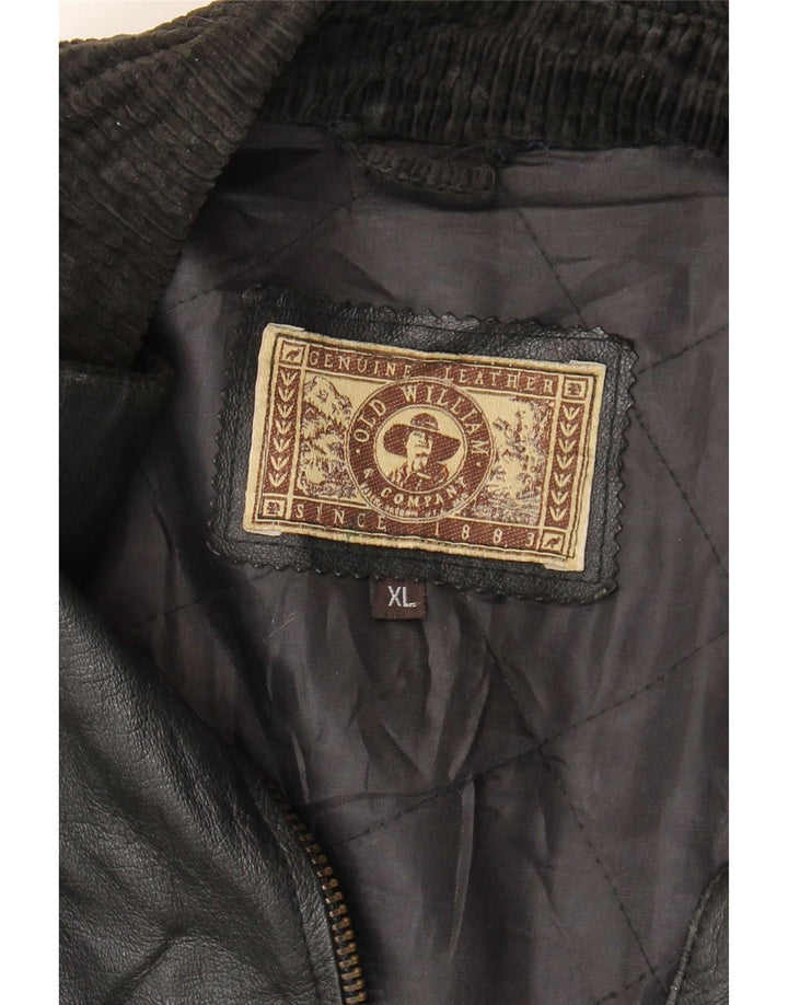 Vintage Mens Leather Coat UK 42 XL Black