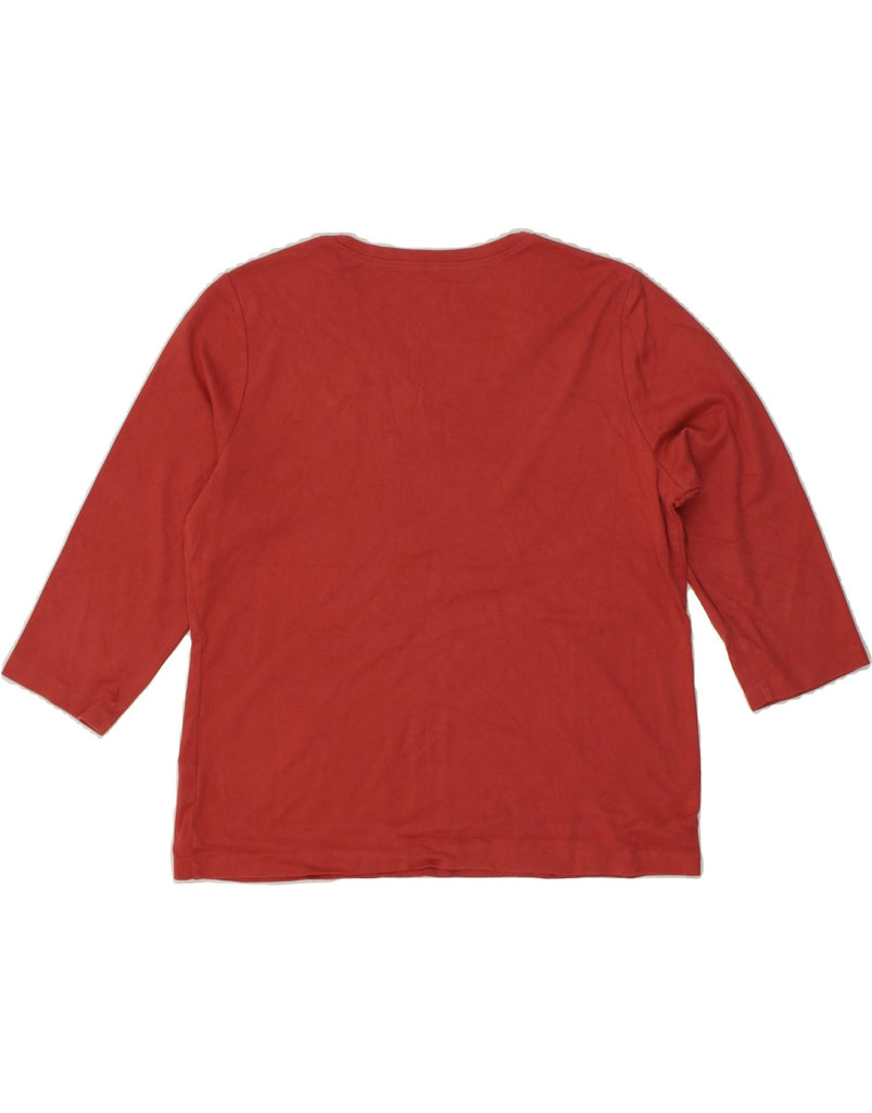 L.L.BEAN Womens Top 3/4 Sleeve UK 14 Medium Red Cotton | Vintage L.L.Bean | Thrift | Second-Hand L.L.Bean | Used Clothing | Messina Hembry 