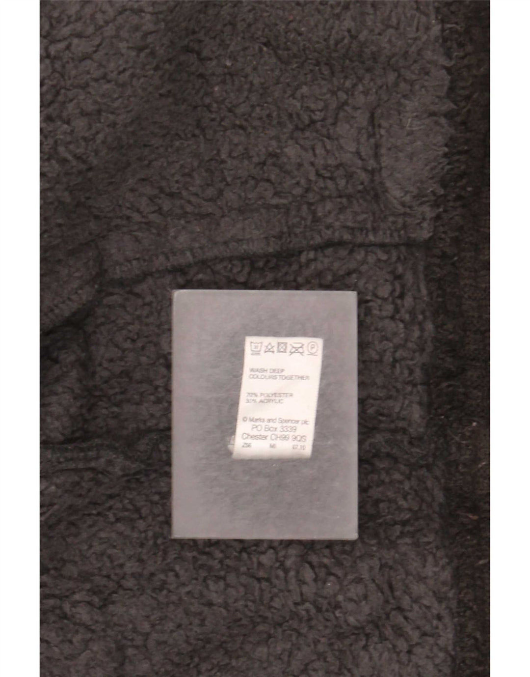 Marks & Spencer Mens Sherpa Fleece Jacket UK 40 Large Black Polyester