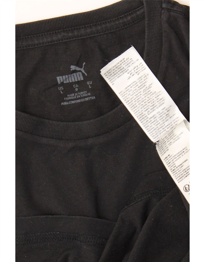 Puma Mens T-Shirt Top Large Black Cotton