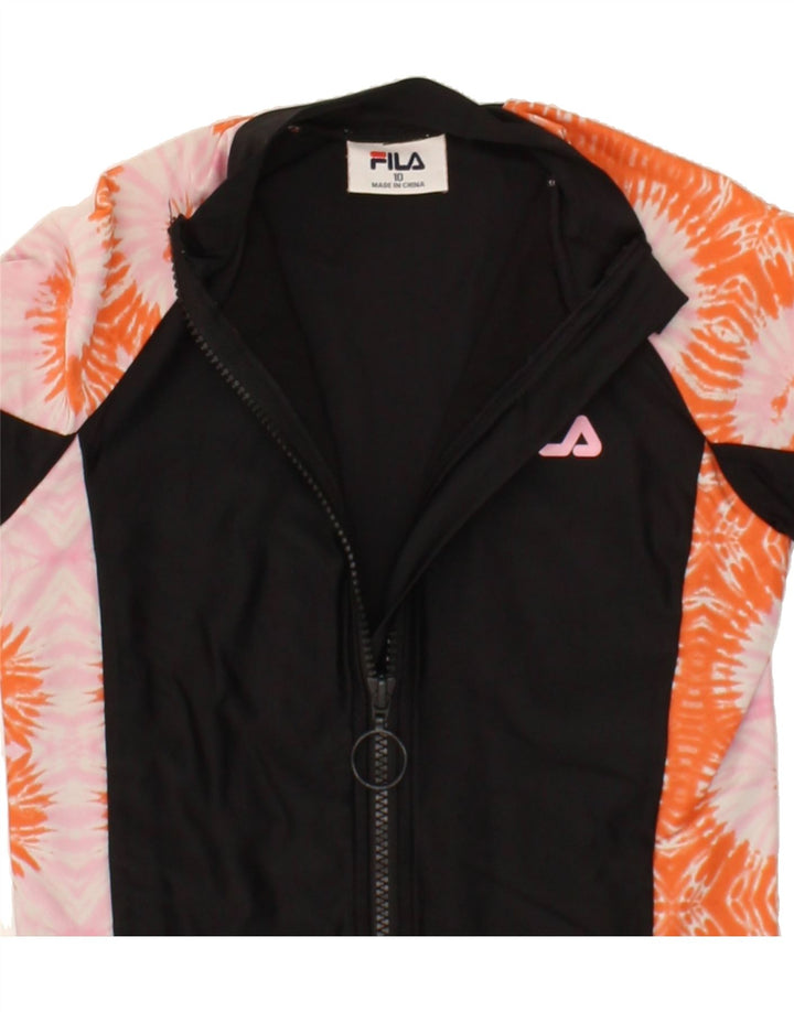 FILA Girls Tracksuit Top Jacket 9-10 Years Black Colourblock Vintage Fila and Second-Hand Fila from Messina Hembry 