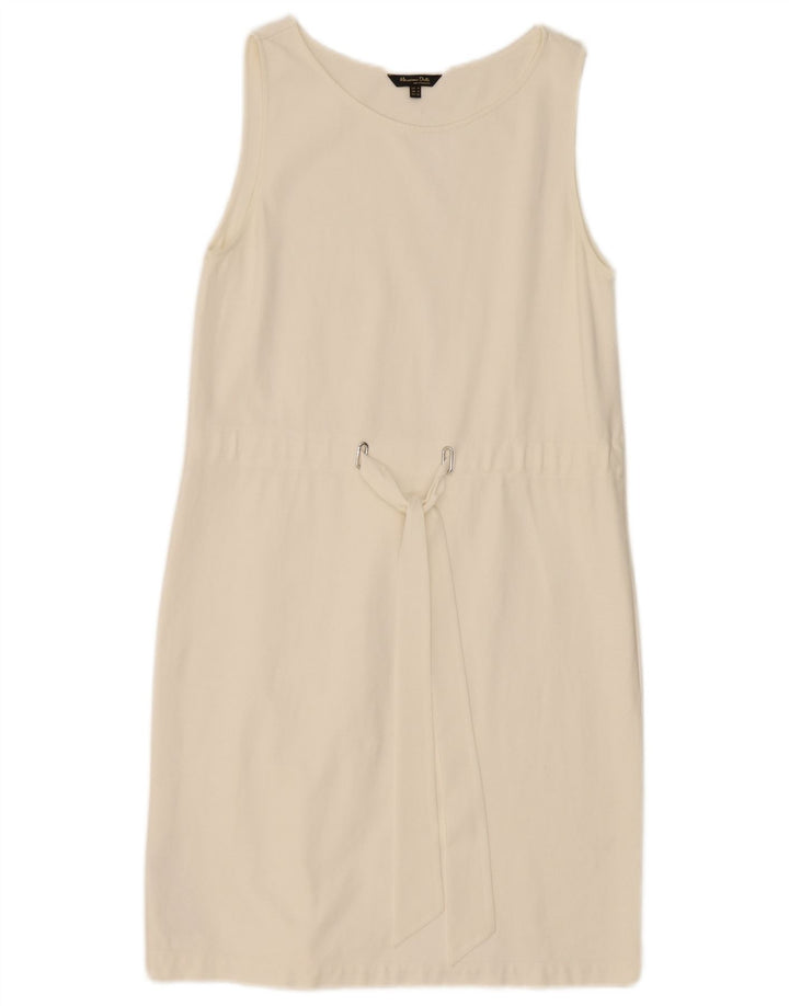 Massimo Dutti Womens Sleeveless Shift Dress UK 12 Medium White Polyester
