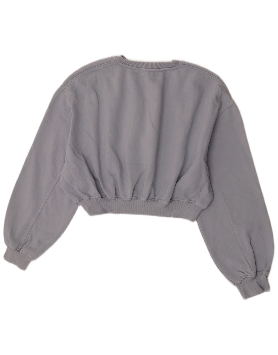 Zara Womens Crop Sweatshirt Jumper UK 14 Medium Grey Cotton