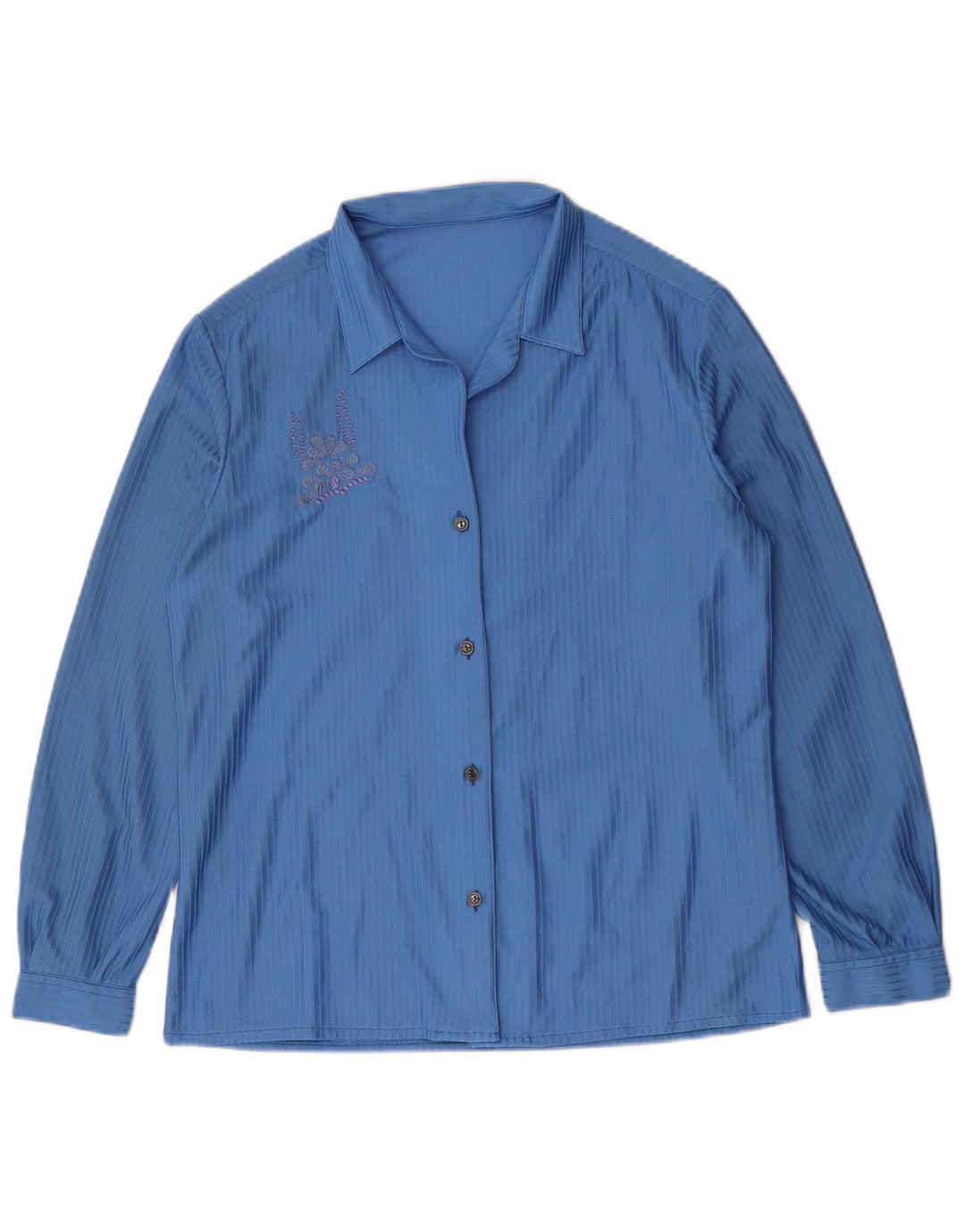 Vintage Womens Shirt UK 14 Medium Blue Striped