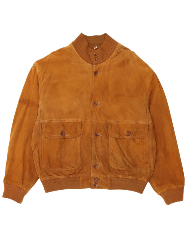 Vintage Womens Suede Bomber Jacket UK 18 XL Brown