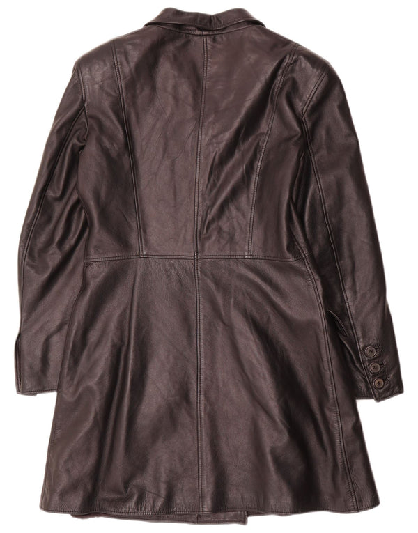 Vintage Womens Leather Coat IT 44 Medium Black