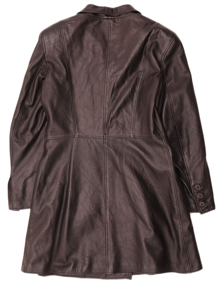 Vintage Womens Leather Coat IT 44 Medium Black