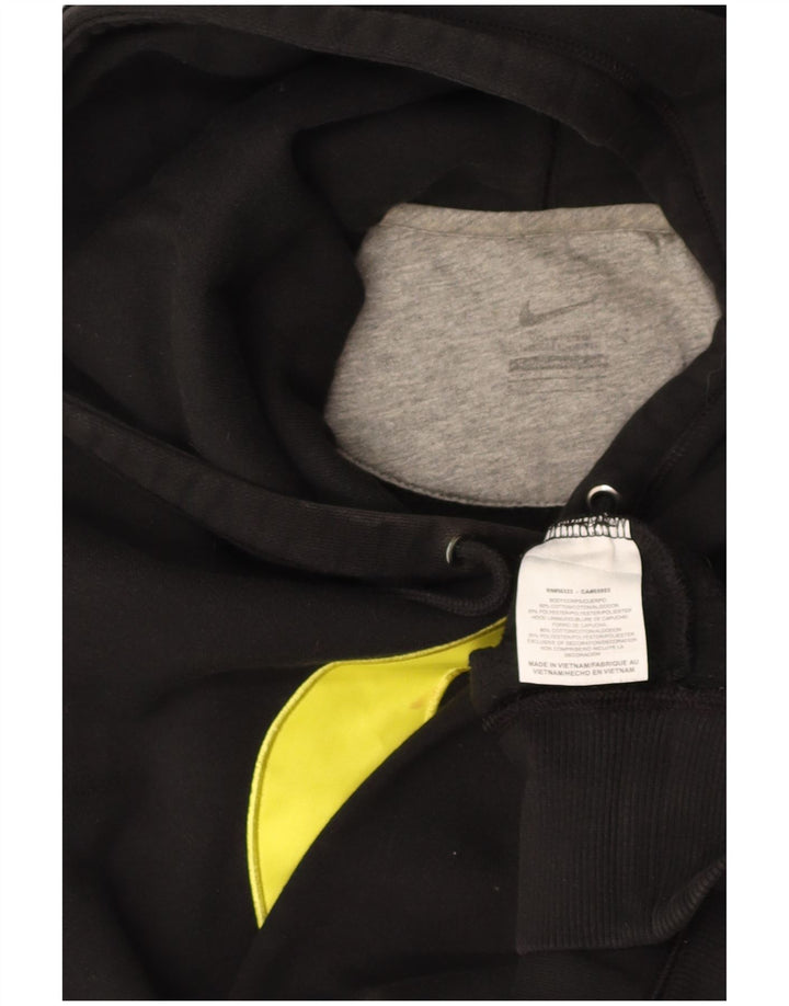 NIKE Mens Graphic Hoodie Jumper Small Black Cotton