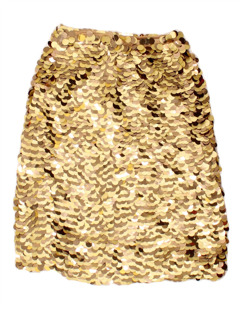 VINTAGE Womens Sequin A-Line Skirt Small W26  Gold Nylon Vintage Vintage and Second-Hand Vintage from Messina Hembry 