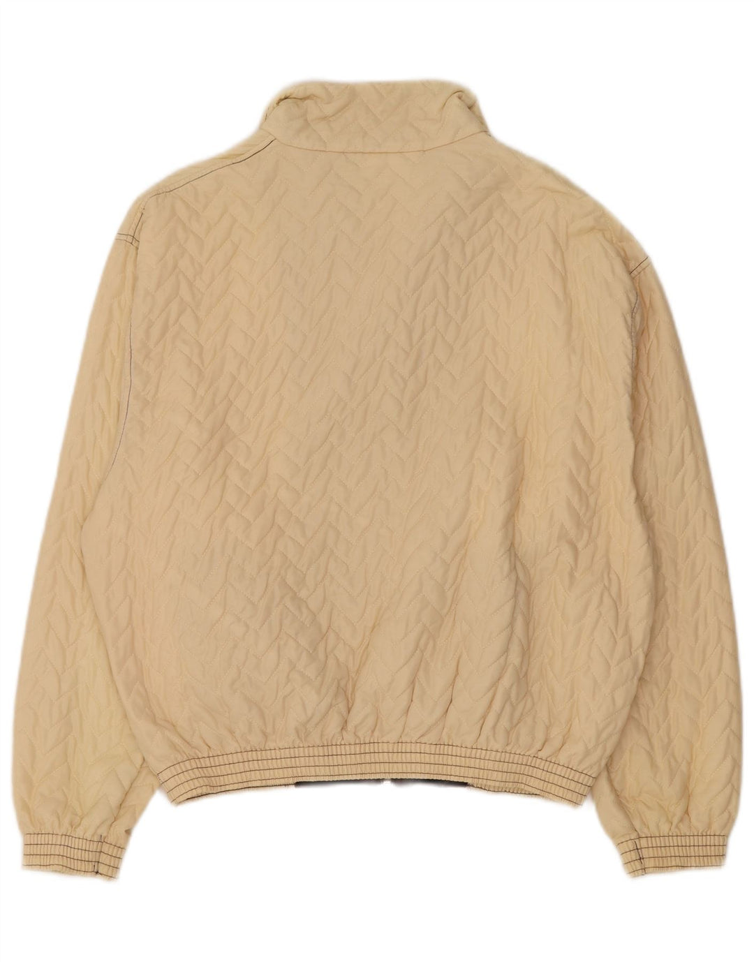 VINTAGE Womens Bomber Jacket UK 16 Large Beige Polyester