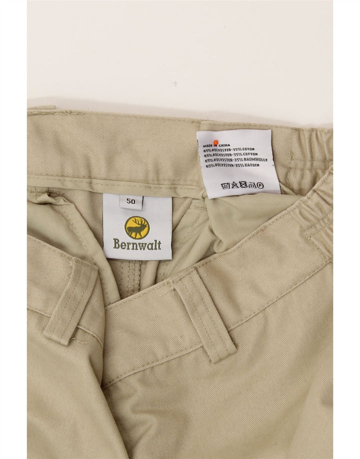 VINTAGE Mens Straight Cargo Trousers IT 50 Large W34 L31 Beige Polyester