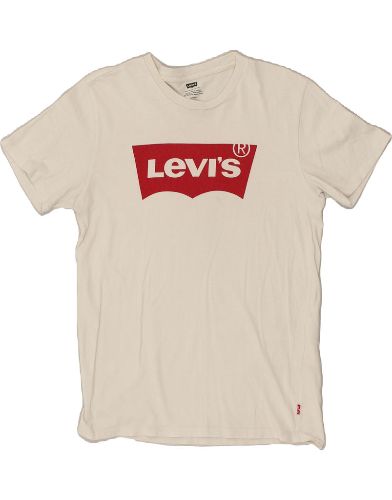 LEVI'S Mens Graphic T-Shirt Top Small Off White Cotton | Vintage Levi's | Thrift | Second-Hand Levi's | Used Clothing | Messina Hembry 