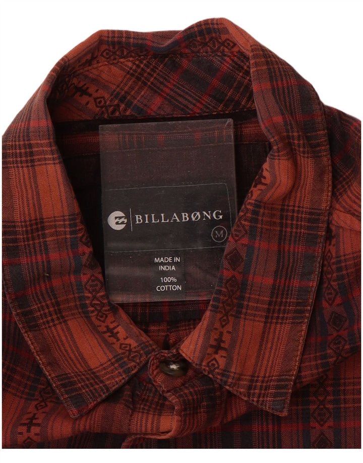 BILLABONG Mens Flannel Shirt Medium Maroon Check Cotton